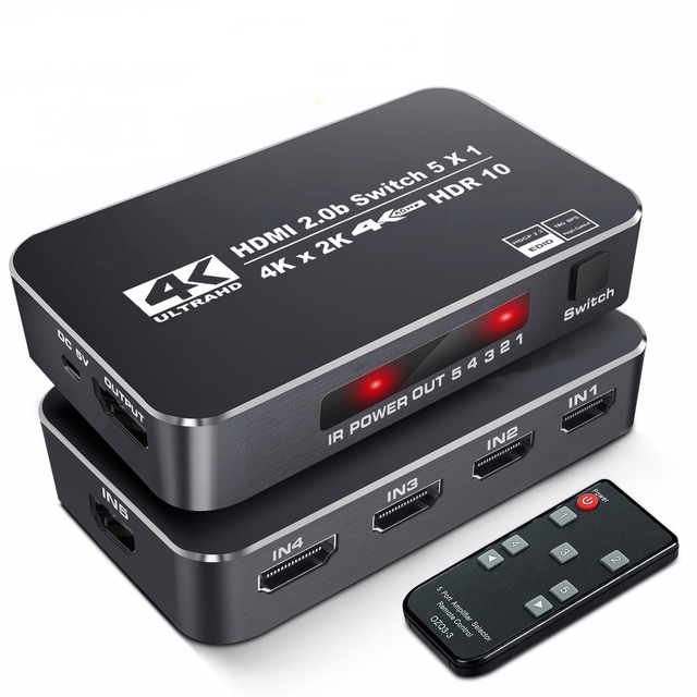 V2.0 5X1 HDMI Switch with HDR+ARC 3D 4K*2K 60Hz Support HDR 4K 60Hz 5x1 HDMI Switch up to 5 HDMI signal Input