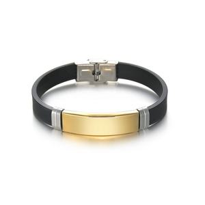 Bracciale Personalizzabile in Acciaio Inossidabile Placcato Oro con Silicone, Nuova Moda, Logo Inciso al Laser per Matrimoni, Vendita all'Ingrosso - Product Image 5