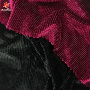 Velvet Polyester Fabric Stripe Metallic Scholl Red Tour Velvet Soft Corduroy Velour Tecido Veludo Design Fabric Velour Polyester Warp Knitting