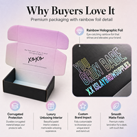 Boîtes d'expédition en papier ondulé pliables personnalisées avec logo noir et rose pour les petites entreprises avec logo