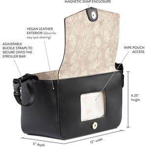 Sac d'accessoires pour poussette en cuir végétalien de conception personnalisée haut de gamme, organisateur pour bébé en PU avec porte-gobelet, sacs à couches pour maman - Product Image 2