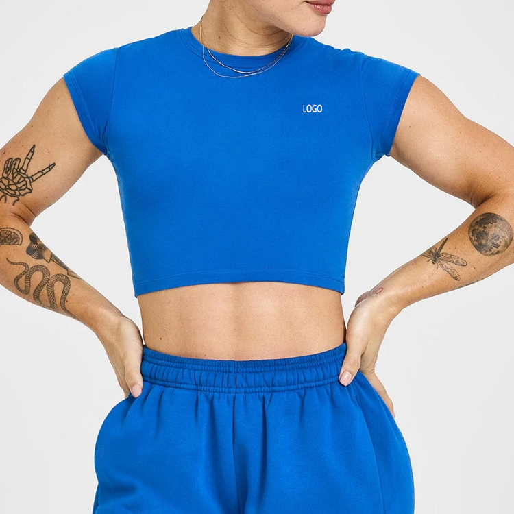 Custom Yoga Apparel Customized Training Gym Clothes Running Tops Women's Sports Gym Basic Short Sleeve Crop T-shirt for Women