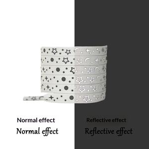 Nouveaux lacets plats réfléchissants Xinghe lumineux de 8 mm avec motif d'étoiles et de cœurs pour hommes et femmes, blanc, chaussures de basket-ball <span class=keywords><strong>AF1</strong></span>, Joker - Product Image 4