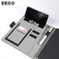 Ejecutivo personalizado negocio logotipo personalizado PU cuero Smart Note Book cartera archivo carpetas organizador con soporte para teléfono