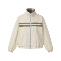 Veste Coach Homme Rétro à Deux Rayures 100% Coton Col Montant Fermeture Éclair Coupe Ample Décontractée Quotidienne Automne S-XL
