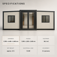Maison conteneur extensible de 20 pieds à 2 chambres avec cuisine et salle de bain, structure en acier entièrement galvanisé pour l'aménagement de jardin