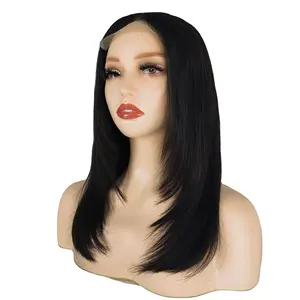 Perruque Lace Front Wig lisse avec boucle intérieure, prix d'usine, mignon, 5x5, perruque avec cheveux superposés de longueur moyenne