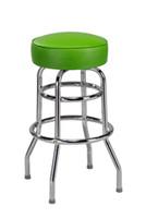 Tabouret de bar pivotant moderne en chrome, sans dossier, avec cadre métallique à double anneau rétro, rotation à 360 degrés, pour cuisine commerciale