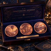 Pièce commémorative personnalisée en cuivre pur .999 de 5 oz, gaufrée en 3D, artisanat métallique, souvenir de voyage pour couple, cadeau.