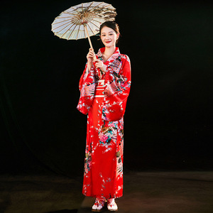 Abito Kimono Geisha per <span class=keywords><strong>Donna</strong></span>, Set Costume Tradizionale Giapponese con Ventaglio e Borsa, per Carnevale e Cosplay, in Poliestere, per Adulti - Product Image 4