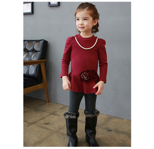 T-shirt long rouge à manches longues style coréen pour filles, vente en gros, fournisseur chinois - Product Image 2