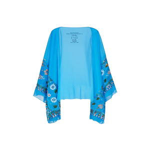 Suéter bordado con motivos florales y de hojas de 135*140 cm con puños bordados en ambos lados, ideal como pareo de baño. - Product Image 1