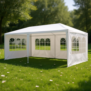 Tente de réception de mariage 6m x 3m avec 6 parois latérales, structure en alliage d'aluminium, tissu polyester, utilisation extérieure estivale - Product Image 2