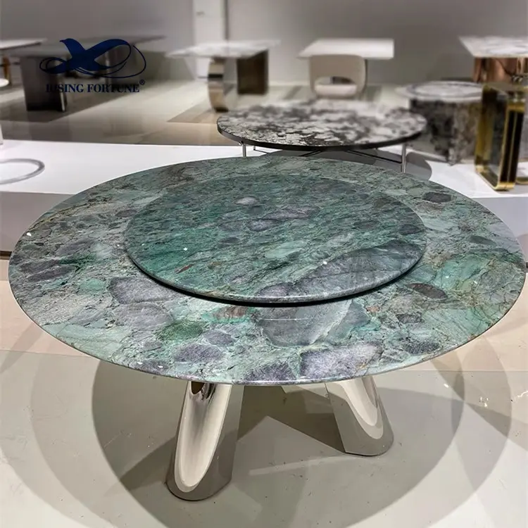 Luxus restaurant Italienisches neues Design Super Big Tisch Echt marmor Stein Tischplatte Edelstahl Basis Esstisch