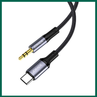 Câble audio JOKADE Type-C vers 3,5 mm Aux 1 m en alliage d'aluminium + fil en silicone Son sans perte Prise en gros Noir