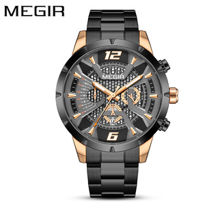 Megir 2221g <span class=keywords><strong>montre</strong></span> d'affaires de luxe à quartz <span class=keywords><strong>pour</strong></span> hommes <span class=keywords><strong>bracelet</strong></span> en acier inoxydable <span class=keywords><strong>montre</strong></span> de marque à mouvement <span class=keywords><strong>Seiko</strong></span> non mécanique - Product Image 2