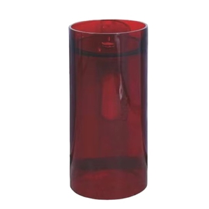 Lavabo moderne en résine cristalline rouge transparente sur pied, avec drain intégré - Product Image 2