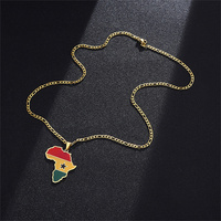 Collier avec pendentif carte de l'afrique en acier inoxydable, pendentif carte de l'afrique, du nigéria, du Ghana, de la turquie