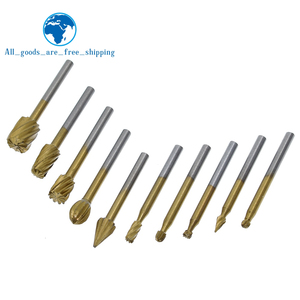 TZT 10 pièces 1/8 HSS routage routeur forets ensemble <span class=keywords><strong>Dremel</strong></span> carbure fraises rotatives outils <span class=keywords><strong>bois</strong></span> pierre métal racine sculpture fraise - Product Image 2