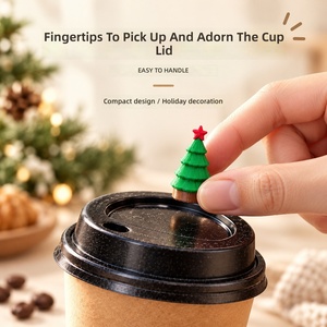 Decoraciones Impresas en 3D para Tapas de Tazas de Café Navideñas, Muñeco de Nieve, Santa Claus, Árbol de Navidad, Mini Adornos para Cafeterías y Ocasiones Festivas - Product Image 5