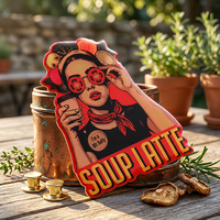 Épingles personnalisées en alliage de zinc époxy avec logo de personnage de dessin animé 'Retro Soup Latte Lady', épingles de revers en métal pour café, gastronomes, décoration promotionnelle, cadeau
