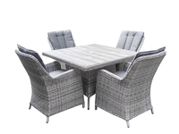 Table de salle à manger carrée 4 places en rotin tressé à la main avec cadre en aluminium, design moderne de haute qualité, plateau en verre céramique, pour extérieur
