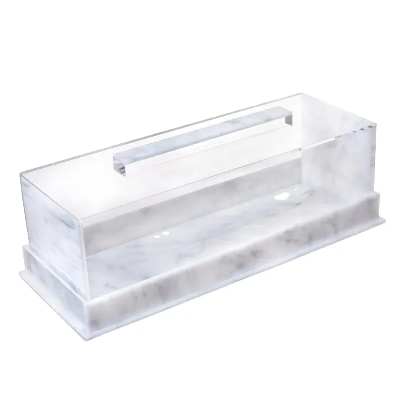 Rettangolo della scatola della cassa della torta della lucite acrilica di marmo acrilico trasparente con il coperchio