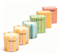 Lilin Aromaterapi Kaca dengan Cetakan Seni yang Dapat Disesuaikan C&H |   Lilin Aroma Rumah Mewah dengan Kotak Hadiah