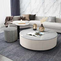 Runder Italienischer Couchtisch im Design des Leichten Luxus, High-End für Kleine Apartments, Wohnzimmer mit Stauraum