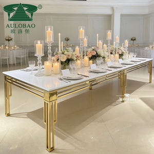 Mesa de Comedor Rectangular con Marco de Acero Inoxidable Dorado para Decoración de Bodas - Product Image 4