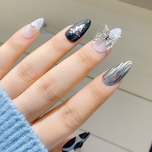 TSZS Y2K 3D farfalla <span class=keywords><strong>unghie</strong></span> parti argento <span class=keywords><strong>con</strong></span> cristallo Nail Art charm in fai da te Nail Art accessori per la decorazione - Product Image 3