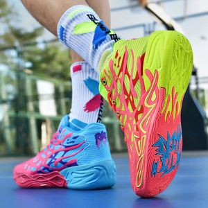 Chaussures de basketball tendance pour hommes, confortables, résistantes aux chocs, à lacets, col montant, semelle intermédiaire en caoutchouc pour l'extérieur, tige en maille respirante - Product Image 4