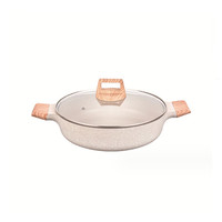 Set peralatan masak induksi aluminium putih 10 buah, panci masak anti lengket kualitas tinggi gagang kayu untuk Penggunaan dapur rumah