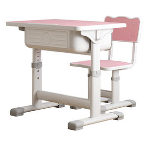 ชุดโต๊ะและเก้าอี้เรียนสำหรับเด็กแบบปรับได้ - โต๊ะเขียนหนังสือสไตล์มินิมอลสำหรับนักเรียนประถม ใช้ในบ้าน - Product Image 4