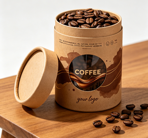 หลอดกาแฟกระดาษคราฟท์รักษ์โลกพร้อมลายฟอยล์สีทอง กล่องทรงกระบอกรีไซเคิลได้สำหรับเก็บเมล็ดกาแฟ - Product Image 4