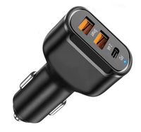 Chargeur de voiture multi-sorties 3 ports en gros, 30W Type-C PD 22.5W QC USB-A, chargeur rapide pour allume-cigare de véhicule