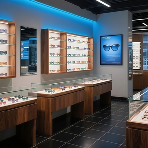 <strong>Yoshing</strong> New Arrival Customized Wooden LED Sunglasses Display Cabinet Eco-Friendly Design for Retail Optical Lens Eyewear - Product Image 2