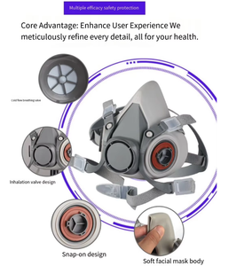 Respirador de media cara económico 6200 M con certificación CE, filtro doble de silicona reemplazable para productos químicos de pintura en aerosol y barnizado - Product Image 3
