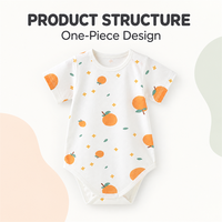 Baby Rompertje Korte Mouw Fruit Leeuw Wolk Print Katoen Drukknoopsluiting OEM Groothandel Aangepast Label