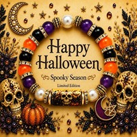 Nouveau Bracelet d'Halloween Fantôme Chat Noir Citrouille Perles de Cristal Bijou Élastique Cadeau Festif Vente en Gros