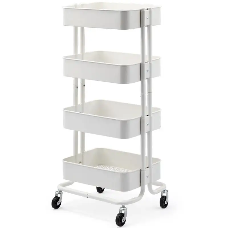 GRS Plastic 4 Wheels 3-Tier Service handcart preto cinza branco Local de trabalho industrial Aço inoxidável Carrinho de ferramentas utilitárias Aço 3-tie