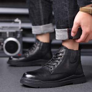 Bottes Martin pour hommes, hiver, cuir véritable, bout rond, doublure en fourrure, semelle extérieure en caoutchouc antidérapante, semelle intermédiaire en EVA, bottes de chasse - Product Image 4