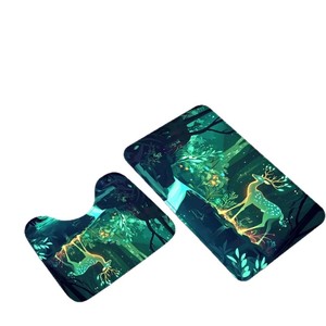 Rideau de Douche Imprimé Numérique en Polyester Motif Cerf de la Forêt Émeraude, Rideau de Salle de Bain Imperméable, Impression Personnalisée, Vente en Gros Moderne - Product Image 5