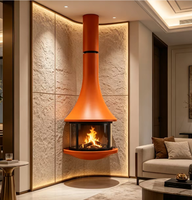 Cheminée suspendue au plafond en laiton sans fumée, personnalisée, grande taille, pour hôtel, au gaz naturel, avec foyer en bois, OEM