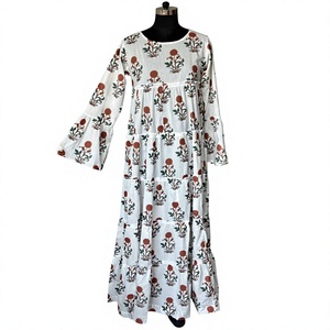 Robe mini babydoll à volants pour femme, imprimé floral, respirante, avec manches bouffantes, 100% coton, silhouette en A, ODM - Product Image 2