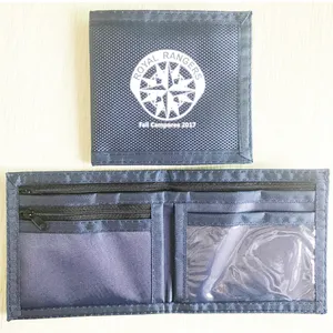 Promotional Club Sport Navy Oxford Wallet Customized Logo Printed Purse Tri-fold Nylon Clutch Wallet
