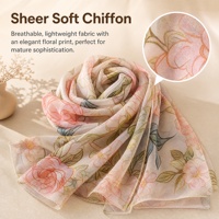 Écharpe longue florale en modal pour femme - Accessoire multi-usage pour cheveux et cou, tissu respirant