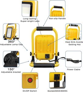 LED Work <b>Light</b>, 30W Portable Flood <b>Light</b> With <b>Socket</b>, Outside <b>Lights</b> Stand, Adjustable Worklight WD-911L LED Work <b>Light</b> WD-911L - Product Image 5