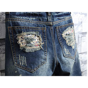 Shorts d'été pour hommes de haute qualité, effet usé, respirants, légers, design personnalisé, 100% coton, shorts usés pour hommes en vente - Product Image 4