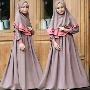 Bicomfort Moslim Islamitische Kleding Kind Abaya Meisjes Moslim Kinderen Aanbidden Jurk Hijab Tweedelige Set Hoofddoek Kinderstolsel